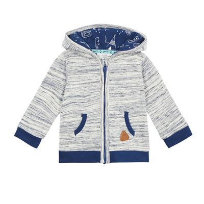 Baby boys' navy space dye zip through hoodie